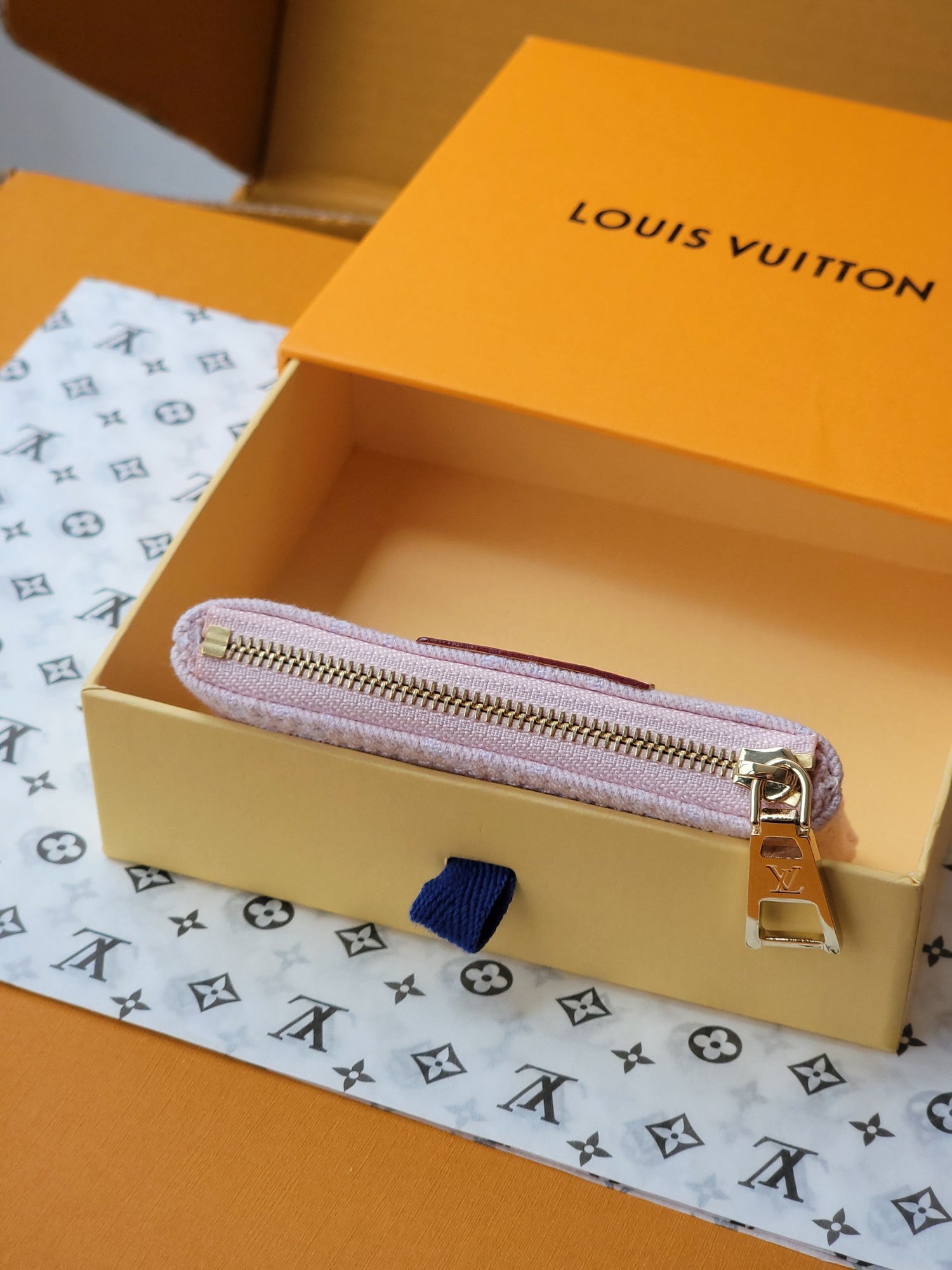LV Denim Key Pouch - Pink