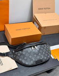 LV Bumbag Monogram Eclipse Canvas Crossbody Bag with Black Leather Trim