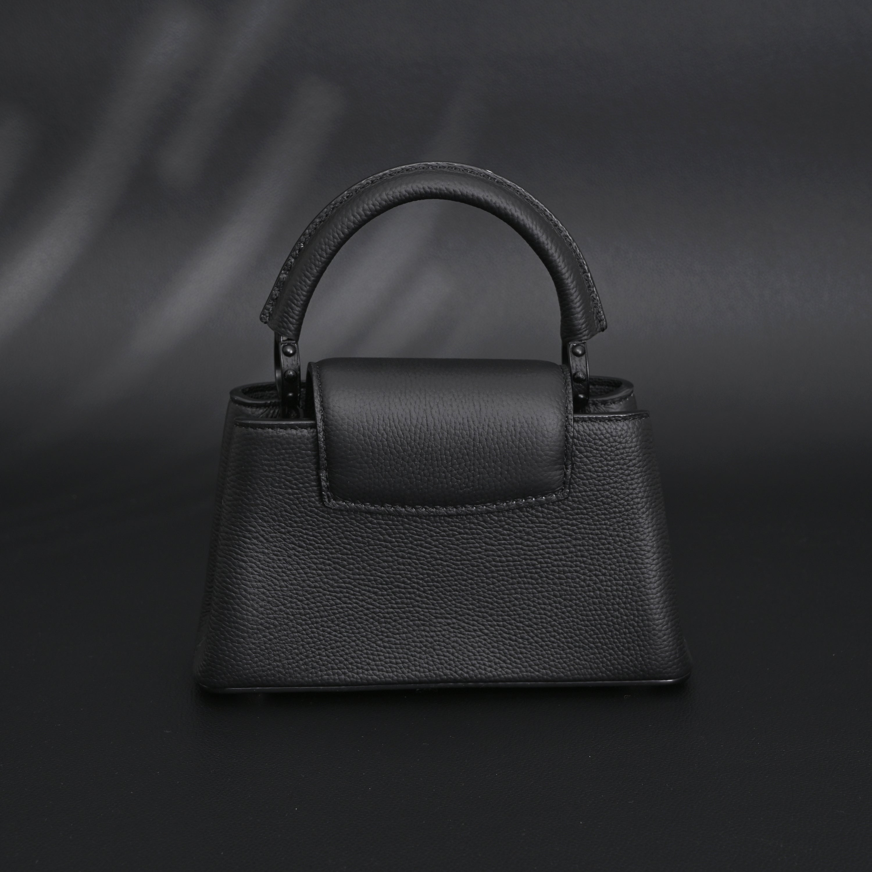 Louis Vuitton Black Grain Leather Mini Top Handle Bag With Chain Strap
