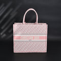 Christian Dior Large Book Tote – Pink Oblique Embroidery