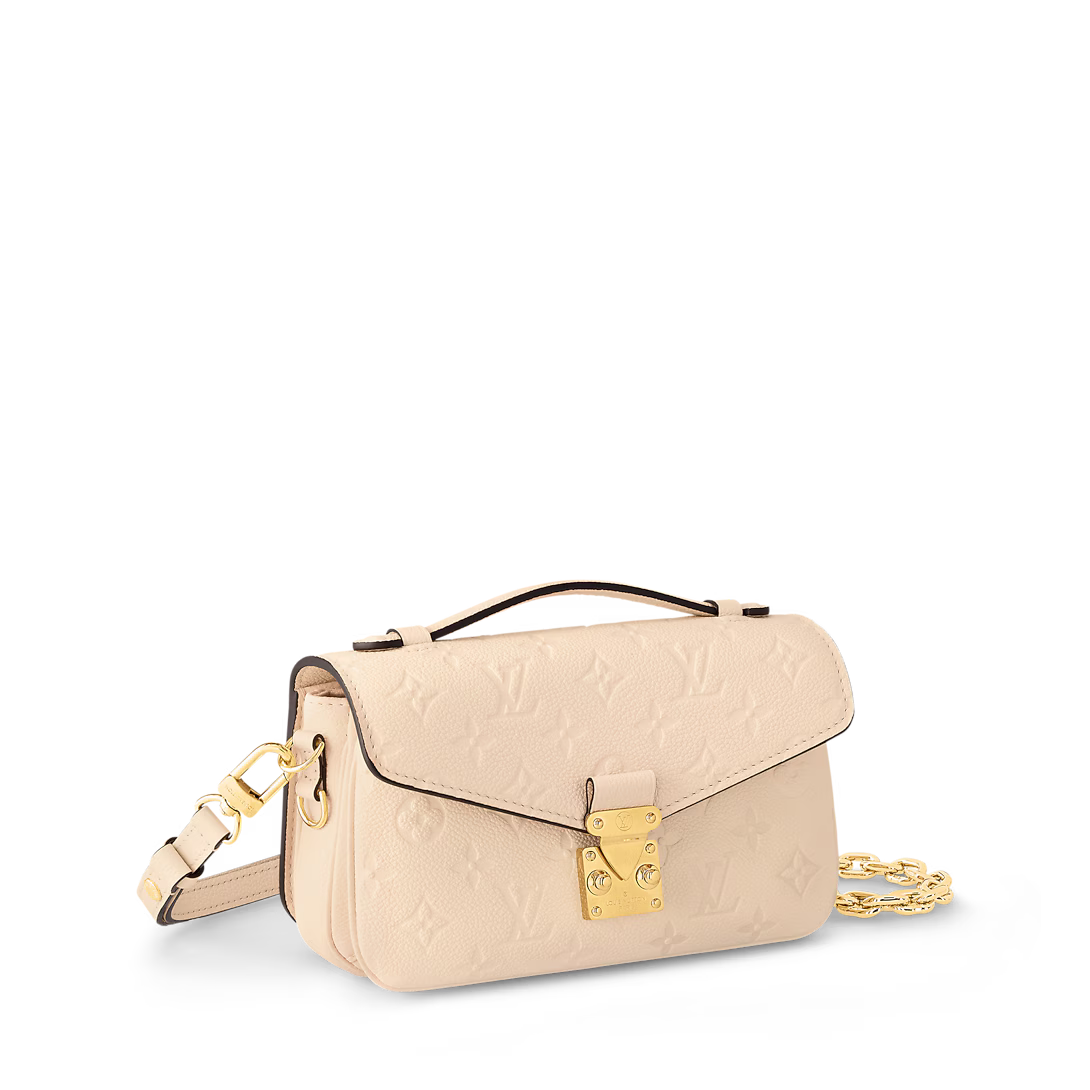 LV Pochette Métis East West Monogram Canvas Handle Crossbody Bag with Chain Strap and Leather Trim (21.5 x 13.5 x 6) cm