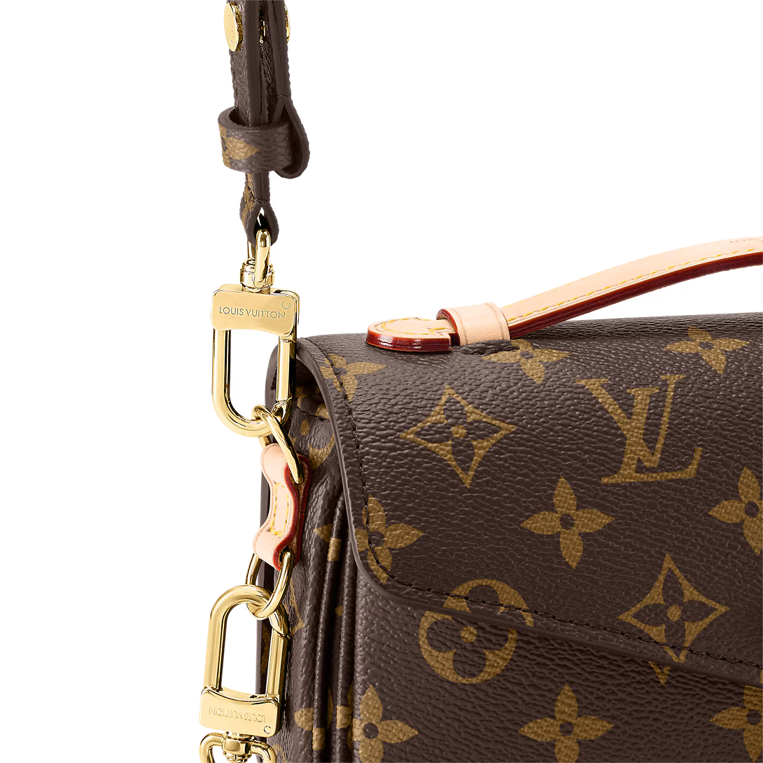 LV Pochette Métis East West Monogram Canvas Handle Crossbody Bag with Chain Strap and Leather Trim (21.5 x 13.5 x 6) cm