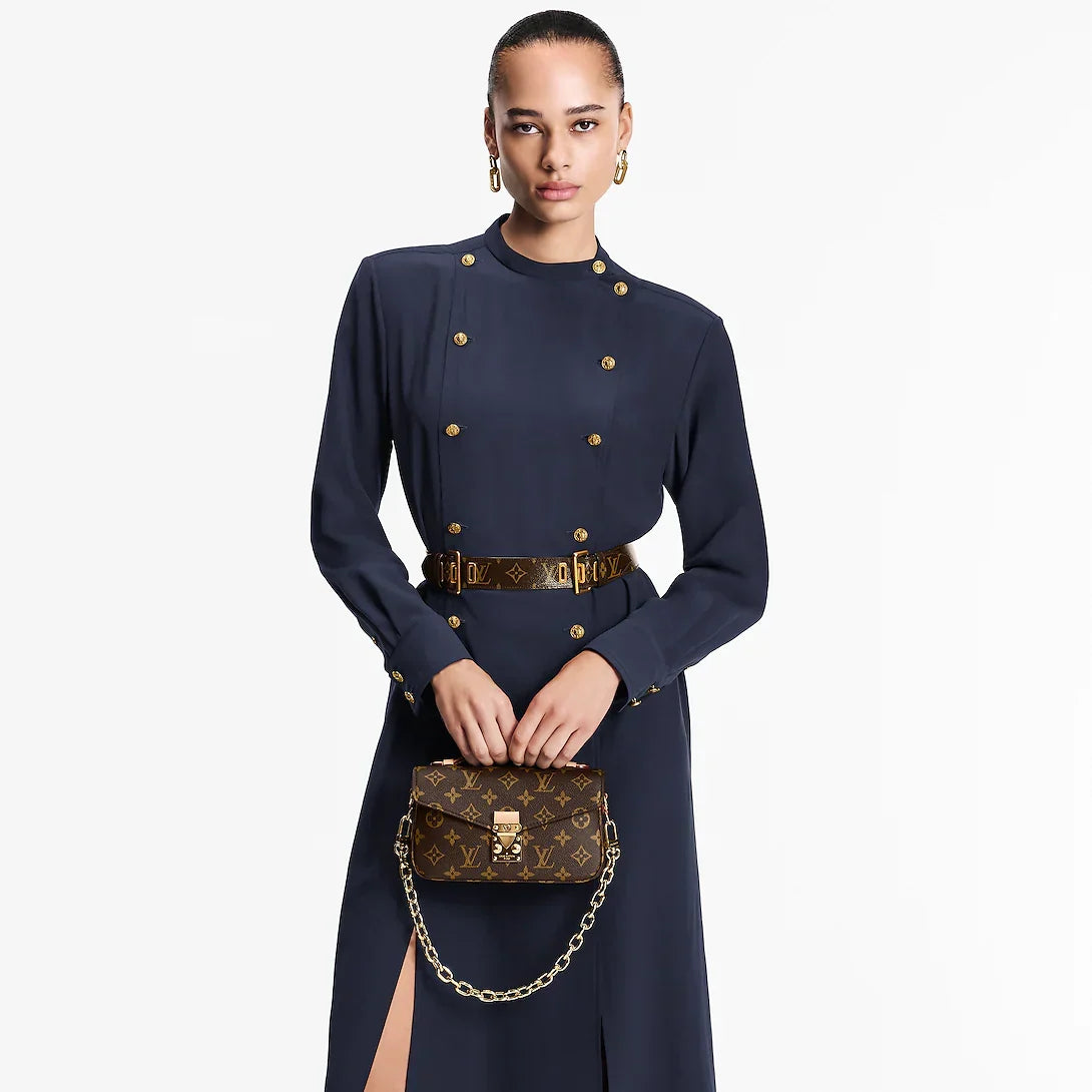 LV Pochette Métis East West Monogram Canvas Handle Crossbody Bag with Chain Strap and Leather Trim (21.5 x 13.5 x 6) cm